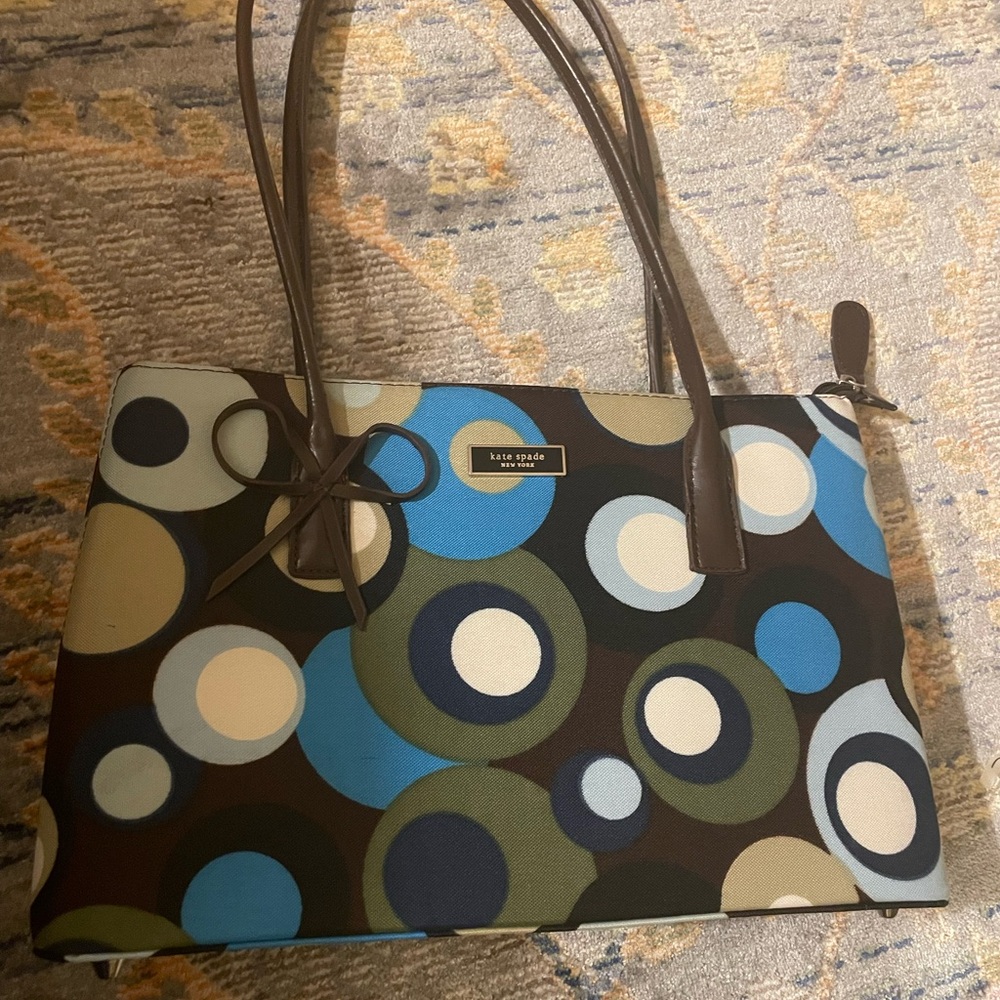 Y2K vintage Kate Spade handbag fabric pattern with checkered interior pockets